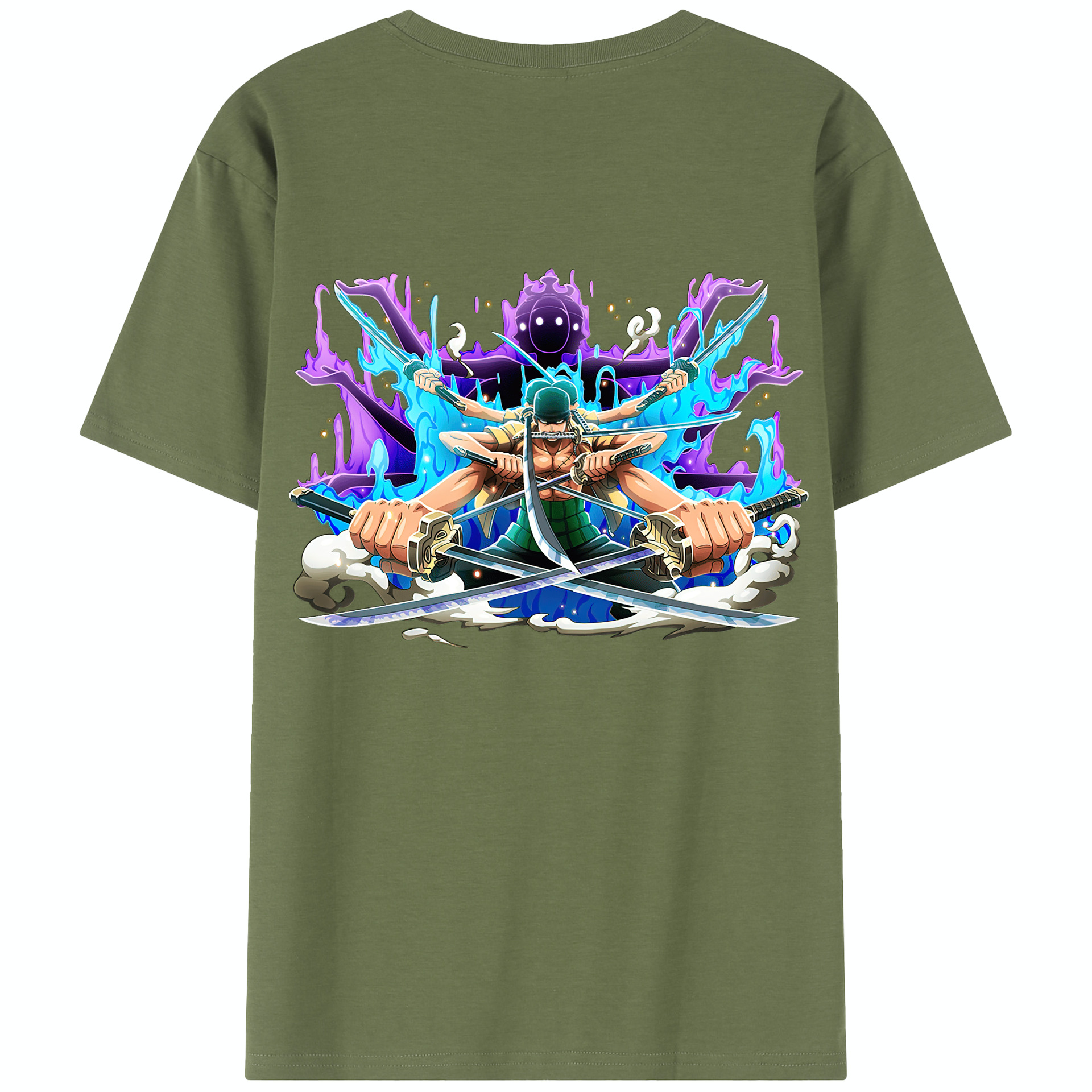 ワンピース ロロノア・ゾロ ONE PIECE Roronoa Zoro 綿100％半袖Tシャツ（背面プリント）